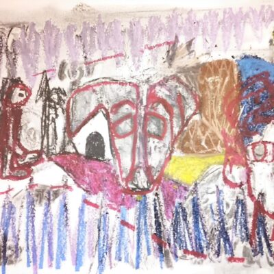 Colorful expressive drawing by artist Isaac Cohen