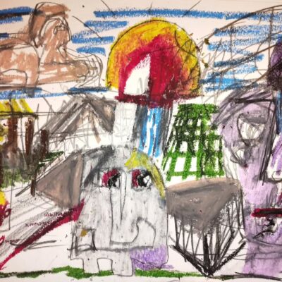 contemporary artist Isaac Cohens' Colorful expressive drawing