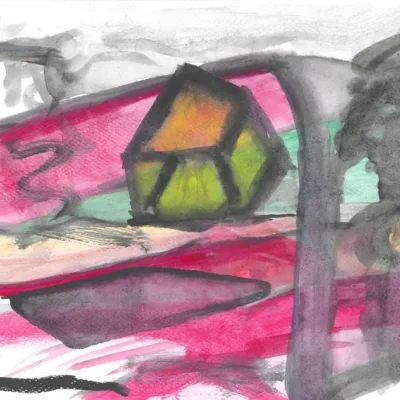 an abstract watercolor painting on paper, by Isaac Cohen - A contemporary artist