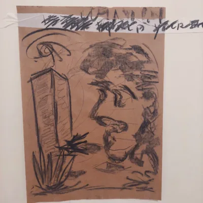 An expressive drawing by contemporary artist Isaac Cohen