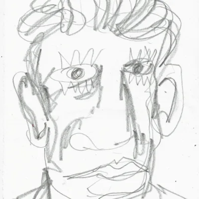 An expressive self portrait by contemporary artist Isaac Cohen